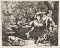 KG 01107
<br/>
Rustende jager
<br/>
<em>Ridinger, Johann Elias (1698-1767)</em>